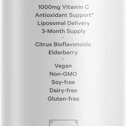 Codeage Liposomal Vitamin C with Zinc, Elderberry, Citrus Bioflavonoid Complex Grapefruit, Lemon, Orange, Quercetin and Rose Hips Vegan, GMO Free, High Dose Daily Supplement, 180 Capsules