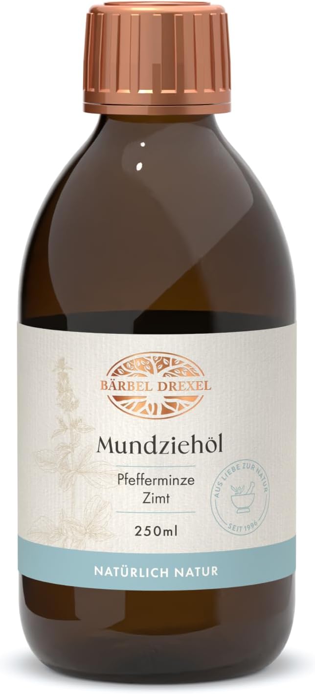 BÄRBEL DREXEL® Zii Oil Natural Mouth Draw Ayurvedic Mouth Rinse for Detoxification 100% Vegan Manufacture Germany Oil Drawing Treatment Mouth Oil Peppermint Oil Drawing Tooth Oil 250ml