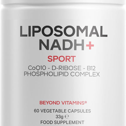 Codeage Liposomal Nadh+ Sport Nadh, Coq10, D-Ribose and Vitamin B12 - Vegan Dietary Supplement with Phospholipider Liposomal Matrix Gluten Free, GMO Free - 60 Capsules - 2-Month Supply