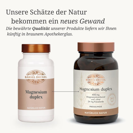 BÄRBEL DREXEL Magnesium duplex for acute needs and depot build-up (200 pieces), magnesium carbonate, silica, magnesium citrate, magnesium tablets, high dose without synthetic additives