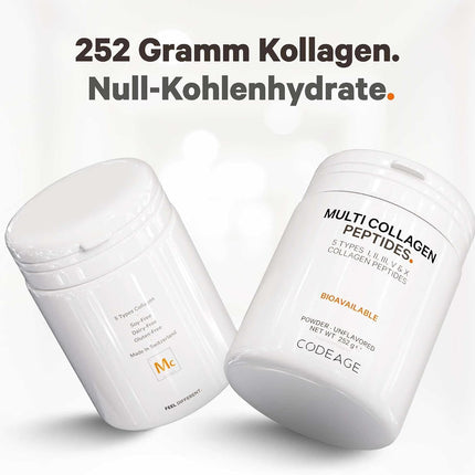 Codeage Multi Collagen Protein Powder Peptides, 1 Month Supply, Hydrolyzed, Type I, II, III, V, X, Grazing All-in-One Super Bone Broth Collagen Supplement, GMO Free, 252 g