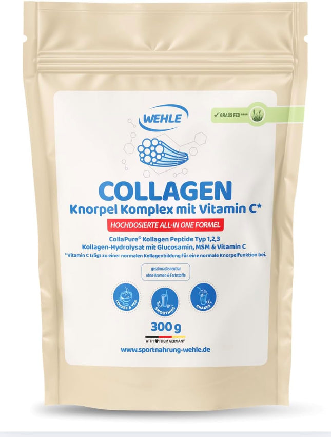 Wehle Knorpel Komplex mit Vitamin C MSM und Glucosamin* Vitamin C trägt zu einer normalen Kollagenbildung für eine normale Knorpelfunktion bei