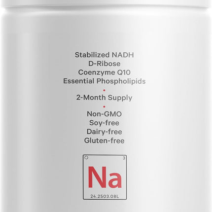 Codeage Liposomal Nadh+ Sport Nadh, Coq10, D-Ribose and Vitamin B12 - Vegan Dietary Supplement with Phospholipider Liposomal Matrix Gluten Free, GMO Free - 60 Capsules - 2-Month Supply