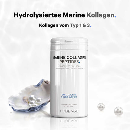 Codeage Marine Collagen Powder - Hydrolysed Fish Collagen Peptide - Type 1 & 3 Collagen Protein Dietary Supplement - 50 Servings, Amino Acids for Skin, Hair, Nails - Non-GMO, 450 g