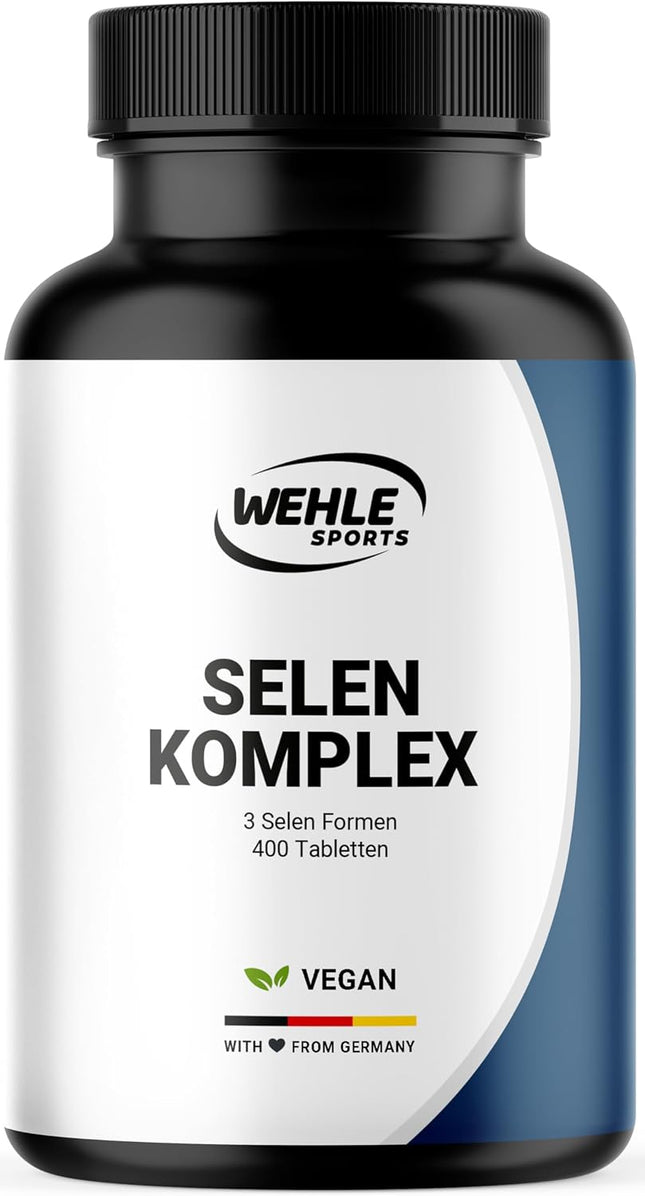 Selenium High Dose Triple Complex - 400 Tablets - 200 μg Selenium from Three Sources (Selenium Yeast, Selenium Methionine, Sodium Selenite) - Vegan & Produced in Germany