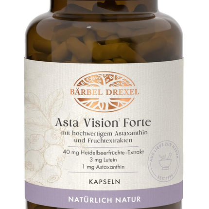 Asta Vision Forte Eye Vitamins with DHA, Astaxanthin, Lutein & Zeaxanthin. Eye Complex with Vitamin A, B2, C, E & Zinc. 30 Vegan Capsules Bärbel Drexel