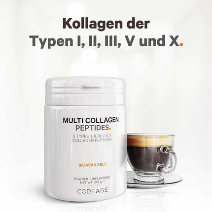 Codeage Multi Collagen Protein Powder Peptides, 1 Month Supply, Hydrolyzed, Type I, II, III, V, X, Grazing All-in-One Super Bone Broth Collagen Supplement, GMO Free, 252 g
