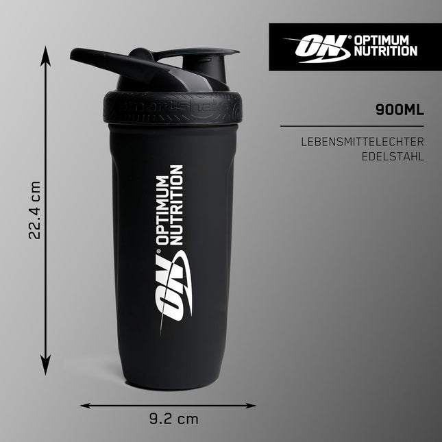 Optimum Nutrition Reforce Steel Smartshake, Durable Food Grade Stainless Steel Protein Shaker Bottle, BPA-Free Bottle with Leak-proof Flip-to-Cap, Easy to Carry Smart