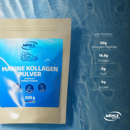 Marine Collagen Powder 500 gm – Collagen Hydrolysate Peptides Type I and Type II – Wehle Sports Fish Collagen, Tasteless