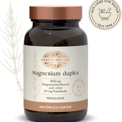 BÄRBEL DREXEL Magnesium duplex for acute needs and depot build-up (200 pieces), magnesium carbonate, silica, magnesium citrate, magnesium tablets, high dose without synthetic additives