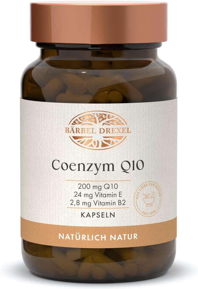 BÄRBEL DREXEL Coenzyme Q10 with Vitamin E Capsules High Dose & Vegetable 100 mg (Pack of 30) 100% Vegan Made in Germany Vitamin B2 CoQ10 Coenyzm Q10 200 mg Supports Heart Functions