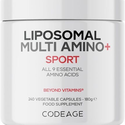 Codeage Multi Amino+ Bcaa & Eaa Supplement, All 9 Essential Amino Acids, Branched Chain Amino Acid Pills in Free Form, Before and After Training, Liposomal Administration, Vegan, 240 Capsules
