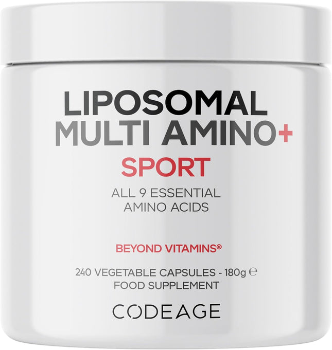 Codeage Multi Amino+ Bcaa & Eaa Supplement, All 9 Essential Amino Acids, Branched Chain Amino Acid Pills in Free Form, Before and After Training, Liposomal Administration, Vegan, 240 Capsules