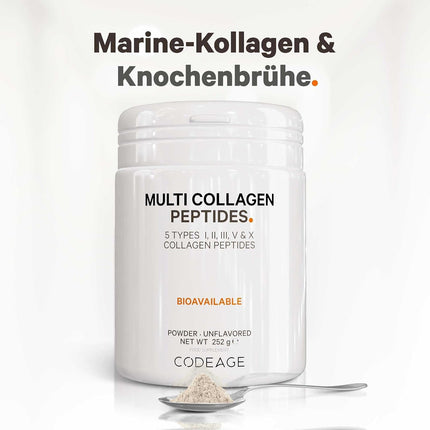 Codeage Multi Collagen Protein Powder Peptides, 1 Month Supply, Hydrolyzed, Type I, II, III, V, X, Grazing All-in-One Super Bone Broth Collagen Supplement, GMO Free, 252 g