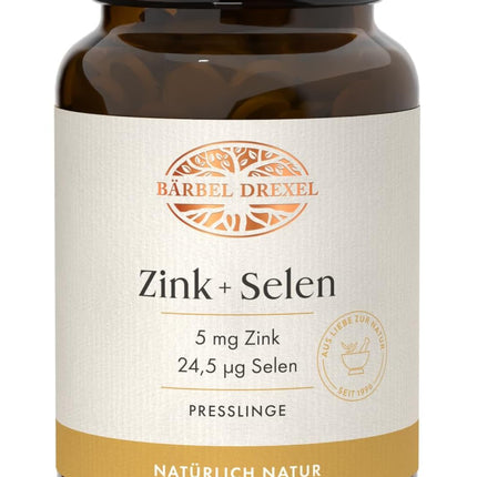 BÄRBEL DREXEL Zinc + Selenium Capsules High Dose with Natural Zinc Gluconate + Selenium Yeast, Vegan (Pack of 145) Skin Hair Nails Bone Immune System Dietary Supplement Natural Healing Zinc Tablets