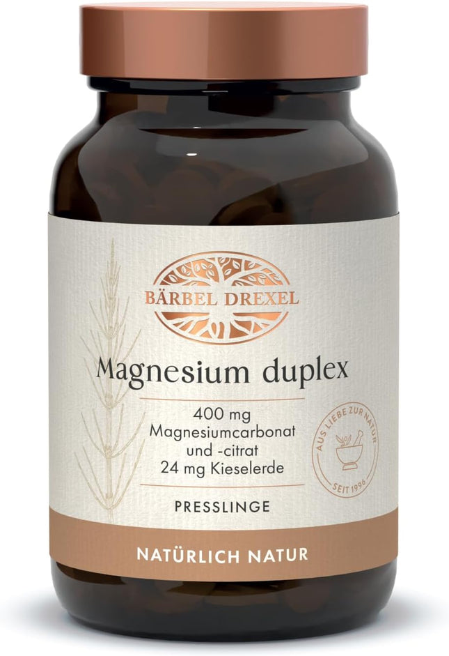 BÄRBEL DREXEL Magnesium duplex for acute needs and depot build-up (200 pieces), magnesium carbonate, silica, magnesium citrate, magnesium tablets, high dose without synthetic additives
