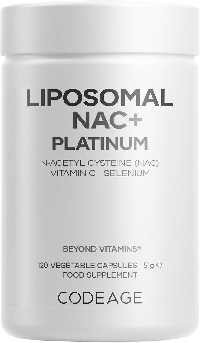 Codeage Liposomal Nac+ Platinum - N-Acetyl-L-Cysteine with Vitamin C, Selenium and Liposomal Administration Matrix - Vegan Dietary Supplement - GMO Free, Gluten Free - 120 Capsules