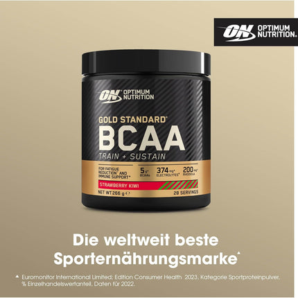 Optimum Nutrition Gold Standard BCAA Powder Branch Chain Amino Acids Supplement with Vitamin C, Wellmune and Electrolytes for Intra Workout Support, Strawberry Kiwi, 28 Servings, 266g
