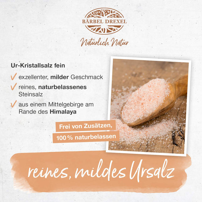 BÄRBEL DREXEL Pink Crystal Salt (Low Level Edge Himalaya) Fine, Fine Natural Salt (750 g) For Gourmets, 100% Vegan Table Salt, Pure Rock Salt, Natural Untreated, Original Salt