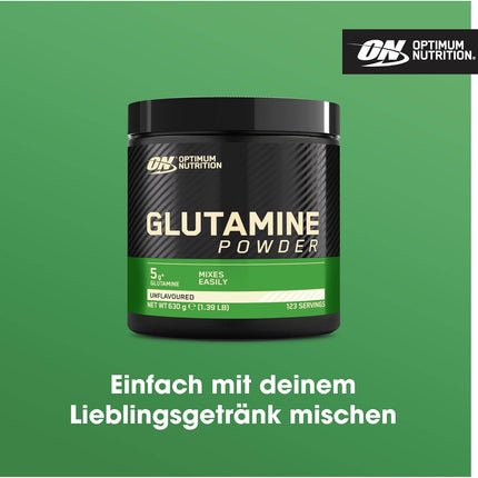 Optimum Nutrition Glutamine Powder, L-Glutamine Amino Acid Powder, Dietary Supplement Before and After Workout Shake, Unflavored, 123 Servings, 630g