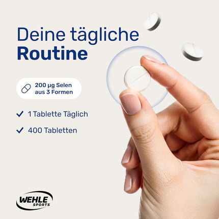 Selenium High Dose Triple Complex - 400 Tablets - 200 μg Selenium from Three Sources (Selenium Yeast, Selenium Methionine, Sodium Selenite) - Vegan & Produced in Germany