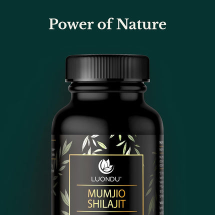 Mumijo Shilajit Capsules, High Dose 1000 mg per Daily Dose, The Original from the Himalayas, 120 Capsules, Vegan & Laboratory Tested Luondu - Packaging May Vary