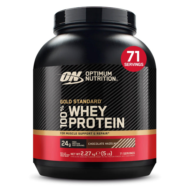 Optimum Nutrition Gold Standard Whey Muscle Building and Recovery Protein Powder With Glutamine and Amino Acids, Double Rich Chocolate, 74 Servings, 2.27kg, packaging may vary