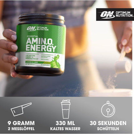 Optimum Nutrition Amino Energy Pre Workout Powder Keto Friendly with Beta Alanine, Caffeine, Amino Acids and Vitamin C, Lemon Lime, 30 Servings, 270g