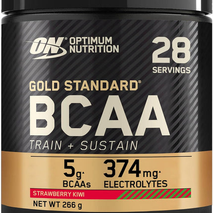 Optimum Nutrition Gold Standard BCAA Powder Branch Chain Amino Acids Supplement with Vitamin C, Wellmune and Electrolytes for Intra Workout Support, Strawberry Kiwi, 28 Servings, 266g