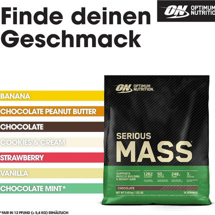 Optimum Nutrition Serious Mass 2025 Weight Gainer Powder, Vanilla Flavour, 5.33 kg, 16 Servings
