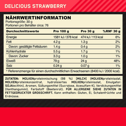 Optimum Nutrition Gold Standard Whey Muscle Building and Recovery Protein Powder With Glutamine and Amino Acids, Delicious Strawberry, 77 Servings, 2.27kg, packaging may vary