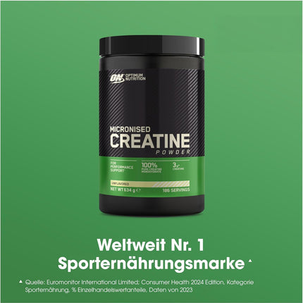 Optimum Nutrition Micronised Creatine Powder, Unflavoured Monohydrate Powder for Muscle Growth, 176 Servings, 634g