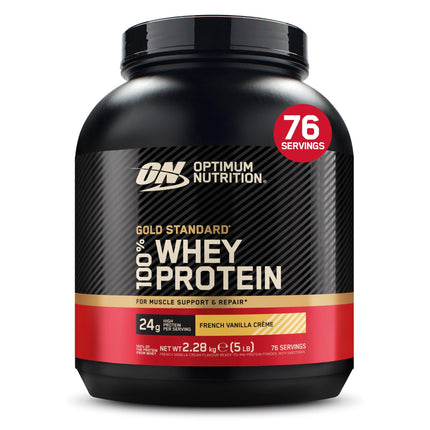 Optimum Nutrition Gold Standard Whey Muscle Building and Recovery Protein Powder With Glutamine and Amino Acids, Vanilla Ice Cream, 73 Servings, 2.27kg, packaging may vary