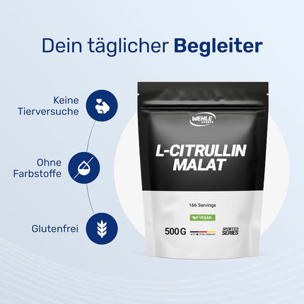 L-Citrulline Malate Powder 2:1 - 500g - High Dose - Vegan - Produced in Germany - Amino Acid