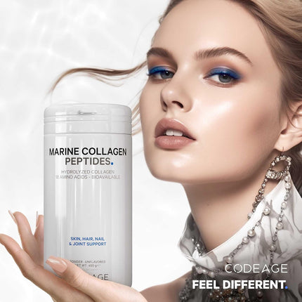 Codeage Marine Collagen Powder - Hydrolysed Fish Collagen Peptide - Type 1 & 3 Collagen Protein Dietary Supplement - 50 Servings, Amino Acids for Skin, Hair, Nails - Non-GMO, 450 g