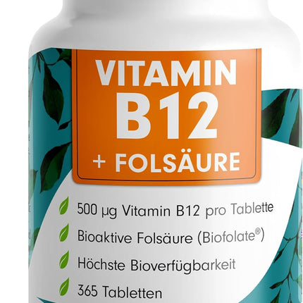Vitamin B12 + folic acid tablets.