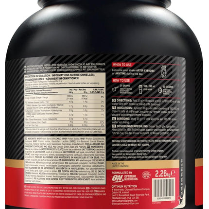 Optimum Nutrition Gold Standard Whey Muscle Building and Recovery Protein Powder With Glutamine and Amino Acids, Double Rich Chocolate, 74 Servings, 2.27kg, packaging may vary