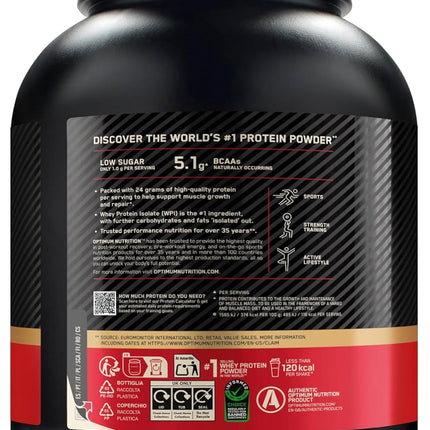 Optimum Nutrition Gold Standard Whey Muscle Building and Recovery Protein Powder With Glutamine and Amino Acids, Double Rich Chocolate, 74 Servings, 2.27kg, packaging may vary