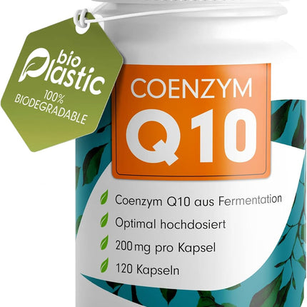 Q10 Capsules High Dose 120 x with 200 mg Coenzyme Q10 per Capsule - High-Quality Coenzyme Q10 (Vegan) from Fermentation - Laboratory Tested with Certificate - 100% Vegan - Supply for 4 Months