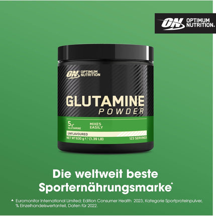 Optimum Nutrition Glutamine Powder, L-Glutamine Amino Acid Powder, Dietary Supplement Before and After Workout Shake, Unflavored, 123 Servings, 630g