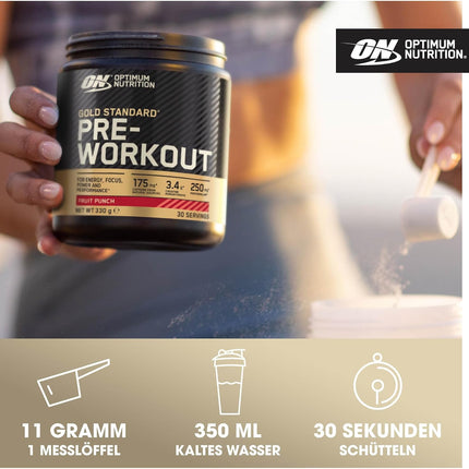 Optimum Nutrition ON Gold Standard Pre Workout, Energy Drink Powder with Creatine Monohydrate, Beta Alanine, Caffeine and Vitamin B Complex, Blue Raspberry, 30 Servings, 330 g, Packaging May Vary