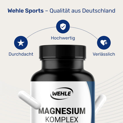 Magnesium complex. 375mg elementary magnesium per daily dose. Magnesium bisglycinate Magnesium citrate Magnesium alate, high dosage, vegan