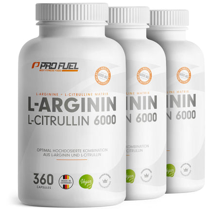 L-Arginine + L-Citrulline Malate Capsules 360x - Optimal High Dose with 6000 mg per Day from L-Arginine (2400 mg) + L-Citrulline Malate (3600 mg) - Laboratory Tested with Certificate - Vegan