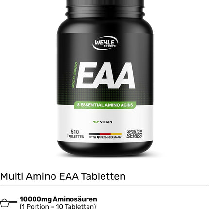 Multi Amino - EAA Pattern 510 x EAA Tablets with 1036 mg Each - All 8 Essential Amino Acids Complex High Dose - Vegan - Packaging May Vary