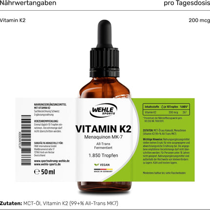 K2VITAL® by Kappa, Vitamin K2 MK-7 Drops, 200 μg, 50ml - Premium: 99.7+% All-Trans Content, Laboratory Tested, Vegan, High Dose and Made in Germany