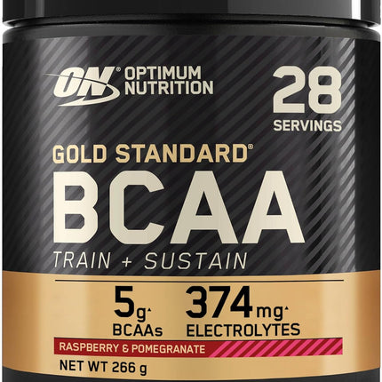 Optimum Nutrition Gold Standard BCAA Powder Branch Chain Amino Acids Supplement with Vitamin C, Wellmune and Electrolytes for Intra Workout Support, Raspberry and Pomegranate, 28 Servings, 266g