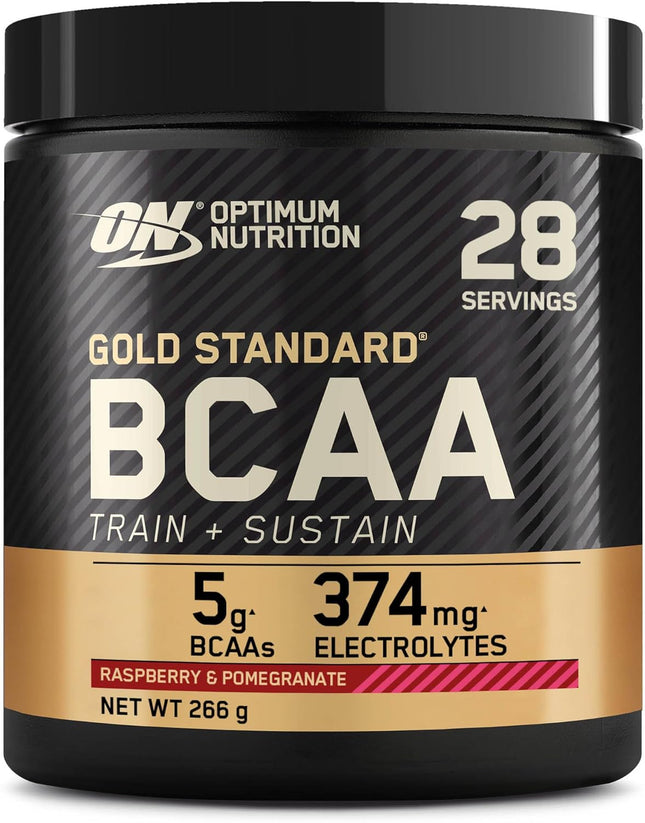 Optimum Nutrition Gold Standard BCAA Powder Branch Chain Amino Acids Supplement with Vitamin C, Wellmune and Electrolytes for Intra Workout Support, Raspberry and Pomegranate, 28 Servings, 266g