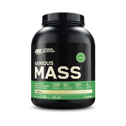 Optimum Nutrition Serious Mass Protein Powder High Calorie Mass Gainer with Vitamins, Creatine and Glutamine, Vanilla, 8 Servings, 2.73kg, packaging may vary