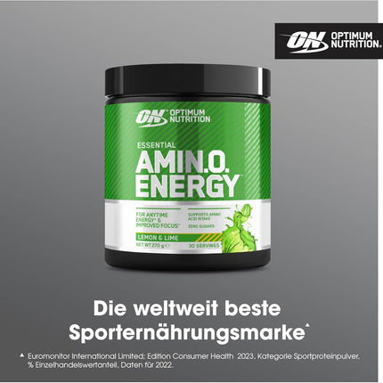 Optimum Nutrition Amino Energy Pre Workout Powder Keto Friendly with Beta Alanine, Caffeine, Amino Acids and Vitamin C, Lemon Lime, 30 Servings, 270g