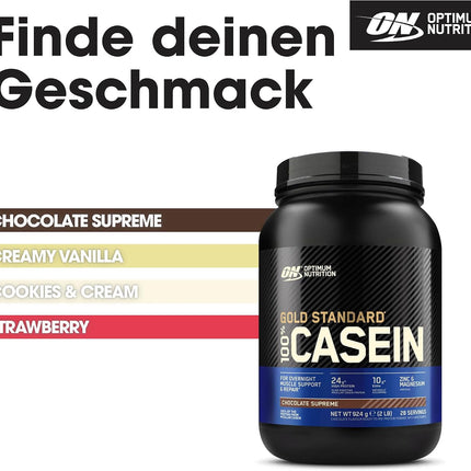 Optimum Nutrition ON 100% Gold Standard Casein Protein, protein powder rich in essential amino acid complex, BCAA, Chocolate Supreme, 27 servings, 0.9 kg